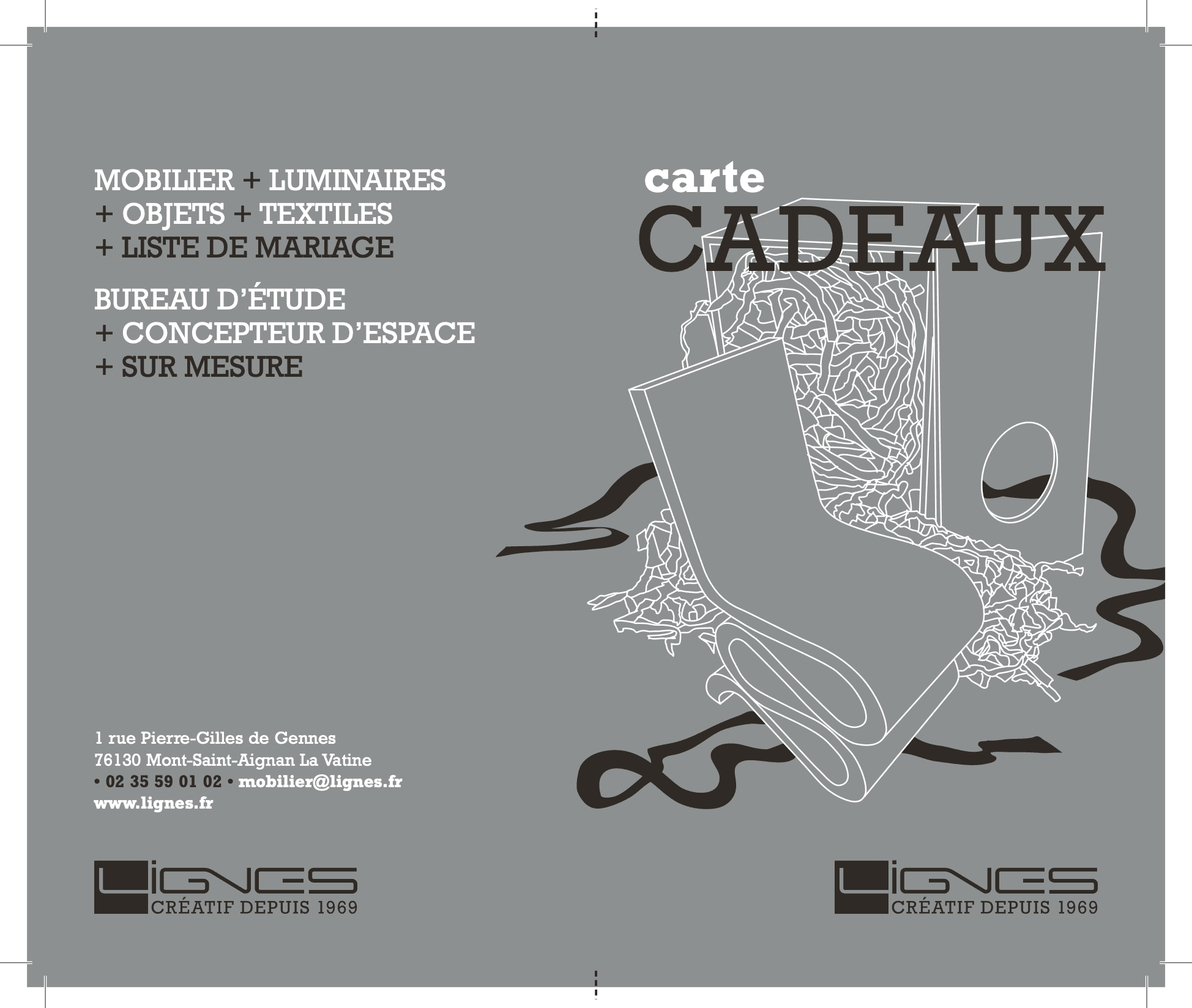 carte cadeau lignes grise